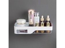 No-Drill Bathroom Shelf Shower White Rack Wall Mounted Storage Organizer Shelf