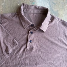 Vuori Strato Tech Polo Shirt Mens Medium Brown Performance Athleisure Stretch