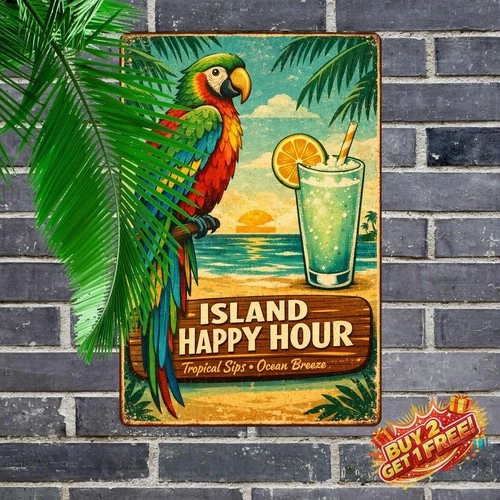 Cocktails in Paradise Retro Vintage Metal Tin Sign 8x12 Home Decoration