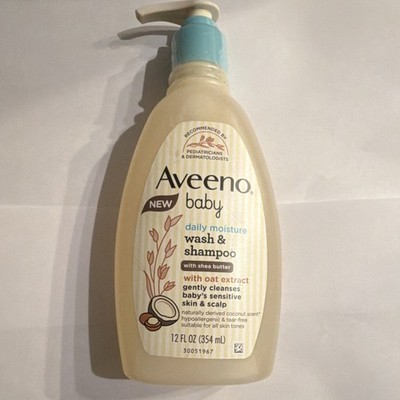 Aveeno Baby Daily Moisture Wash & Shampoo Oat Extract Shea Butter 12 fl oz