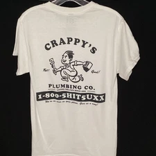 Men's Shir Small A.LAB Crappy's Plumbing Co. White Graphic T-shirt