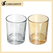 2Pcs Bathroom Toothbrush Tumblers Glass Cup Color Smoke Gray Amber 4.92''x3.03''