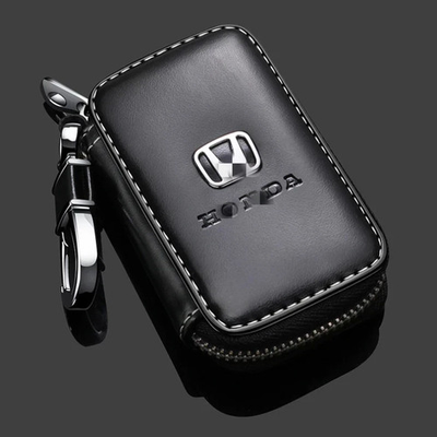 #ad Cowhide Leather Car Key Case Bag Remote Key Fob Cover For Honda Car Accessories $13.99