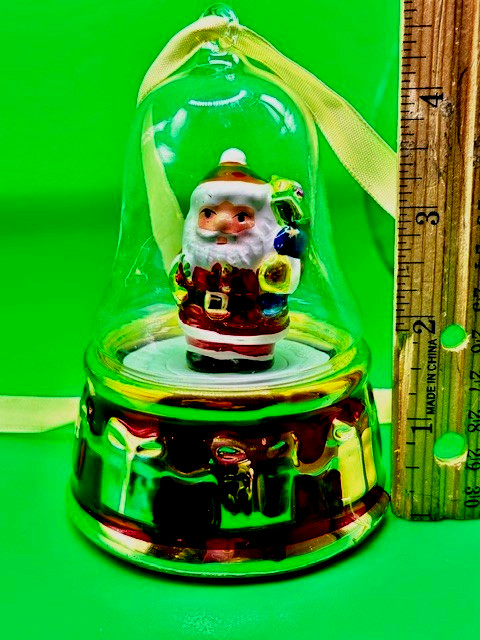 Mr. Christmas 4.5" Santa Music Box Ornament plays We Wish You a Merry Christmas.
