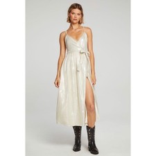 Saltwater Luxe Alivia Midi Dress Champagne Metallic Wrap Tank Dress S2981-W31X