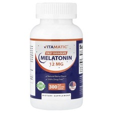 Melatonin, Natural Berry, 12 mg, 300 Fast Dissolve Tablets