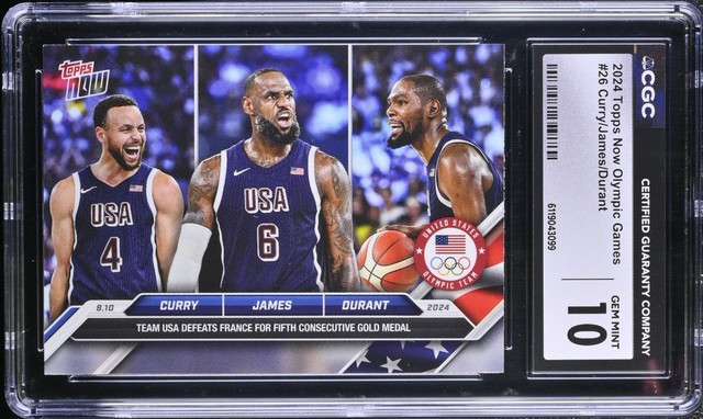 Steph Curry Kevin Durant Lebron James 2024 Topps Now Olympic Games #26 Cgc 10