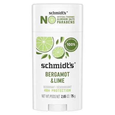 Schmidt's Aluminum-Free Deodorant Bergamot 2.65 Ounce (Pack of 1), multicolor