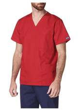 Cherokee Originals Unisex V-Neck Scrubs Shirt, Red, Small