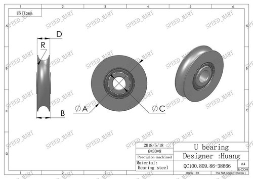 Rodamiento de bolas de riel sellado de polea guía de ranura en U 5 piezas 6x30x8 mm - Imagen 4 de 4