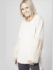 Free People Jade Long Sleeve blouse Top Ivory Small S