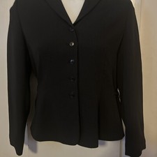 Ann Taylor Black Suit Jacket Blazer W Tiny White Polka Dots No Pockets Size 12
