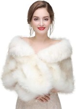 Decahome Faux Fur Shawl Wrap Stole Shrug Winter Bridal Wedding Cover Up