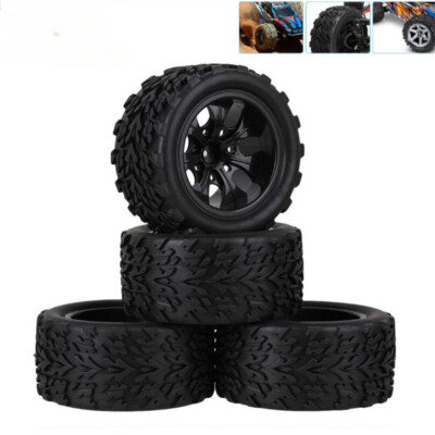 4Pcs Tires Wheels Rim 12mm Hex for 1/10 RC Car HIMOTO TREKKER/ABSIMA