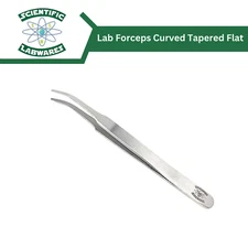Scientific Labwares Stainless Steel Lab Forceps Curved Tapered Flat Tips 4.5 in