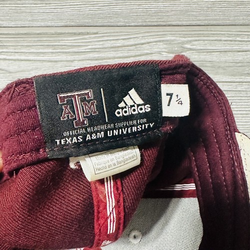 Adidas Texas A&M Aggies Maroon Fitted Hat Cap Size 7 1/4 Climalite Wool Blend - Picture 6 of 8