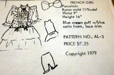 GREAT VTG 16" "FRENCH GIRL" Antique DOLL CLOTHING SEWING PATTERN Anna Lou's