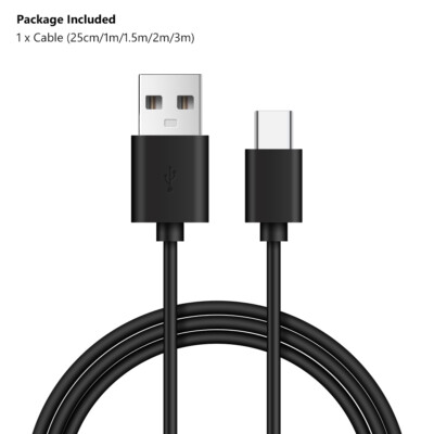 Sync USB C Type C 3A Cable Black Fast Charging For Huawei Samsung LG