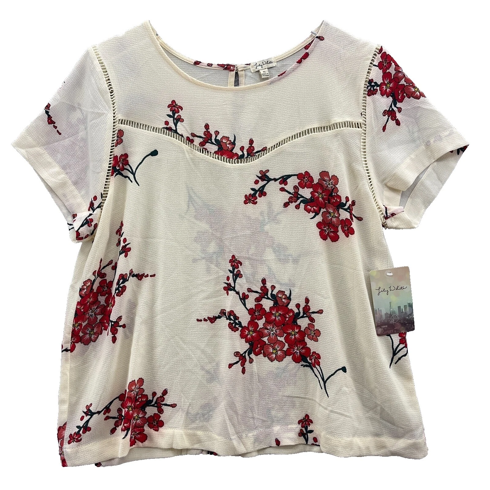 Polyester Lily White Floral Tops & Blouses for Women