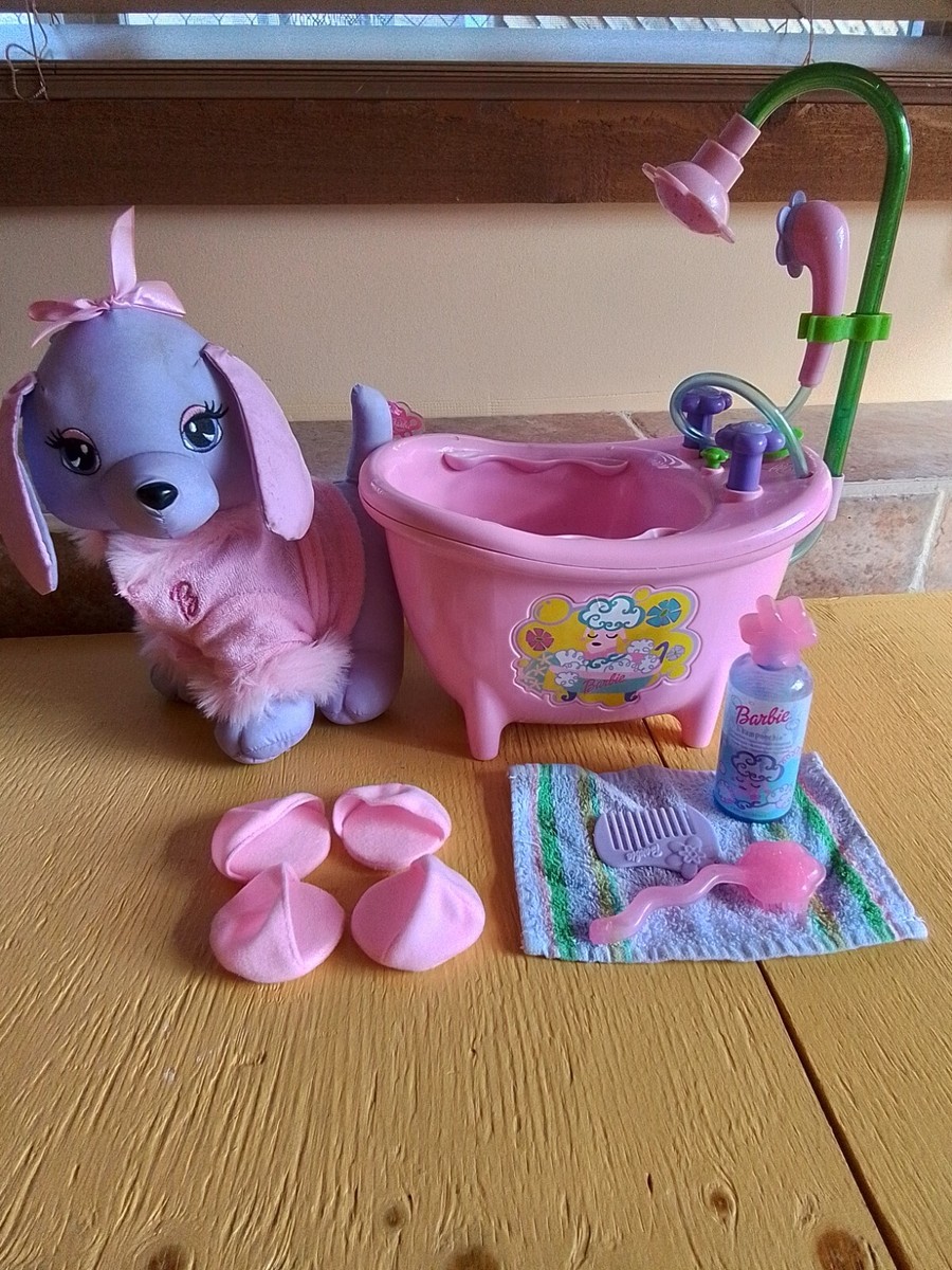 Barbie Shampoochie with All Original Accessories Purple Puppy Pink Bathtub - Main Image