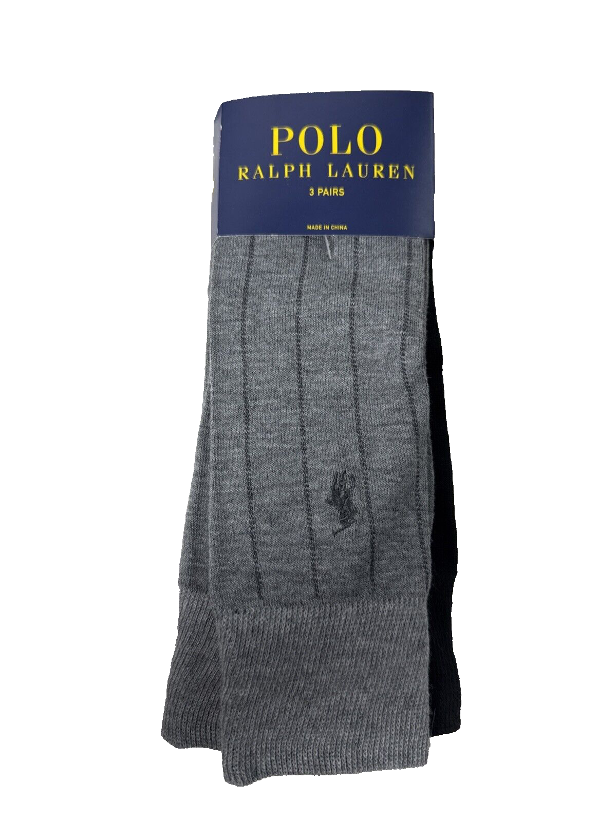 PONY Polo Ralph Lauren Confezione 3 Calze Eleganti Grigio Righe Pois Nero Uomo 10 13