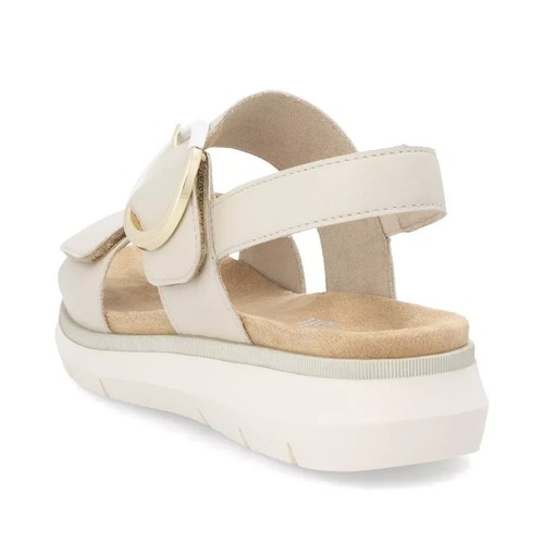 LADIES REMONTE D2K50-80 BEIGE LEATHER FLAT SANDALS - Picture 6 of 7
