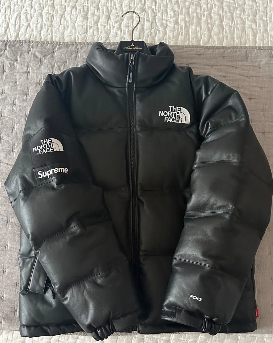 SUPREME X THE NORTH FACE Leather Nuptse Jacket BLACK Large Mens | eBay