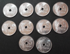 10 x Greece, 5 lepta 1954, UNC, WHEAT - CROWN, KM # 77, Prague Mint, Greek Coins