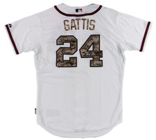 Evan Gattis Signed Game Issue Atlanta Braves Memorial Day Jersey -Game Used Insc