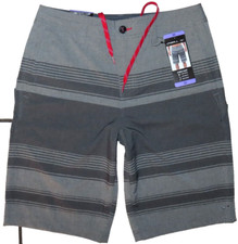 New O'Neill Gray Stripe Hybrid Board Skate Shorts Size 30 11" inseam Swim Surf