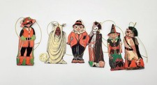 6-Halloween-Retro-Mid Century-Fussy Cut-Parties-Linen Cardstock-Gift-Hang-Tags
