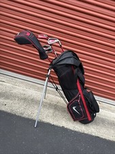 Nike Junior Kids Golf Club Set Of 5 Club Standing Carry Bag/Red Black See Pics