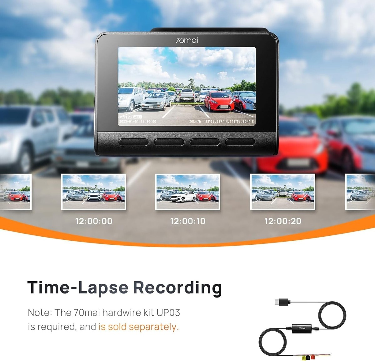 NEW 70mai A810S 4k UHD HDR Dash Cam SET + Rear Cam + 24hrs Monitor
