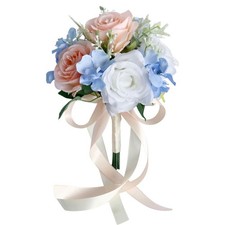 Wedding Artificial Blue Pink Small Flower Bouquet Present Supplies