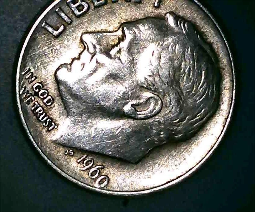 One Dime 1960 with mint mark on the base of the Torch - Image 3 of 4