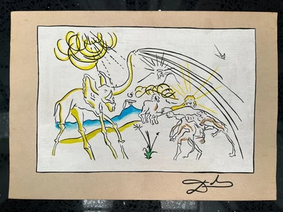 Salvador Dali Zeichnung auf Papier (Handmade) signiert und gestempelt Mischte... - Bild 1 von 4