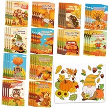 48 Pcs Mini Coloring Books Bulk Autumn Party Favors for Kids Fall Orange
