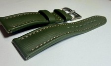 GREEN High Quality Real Sailcloth Waterproof Watch Strap TAN Stitch