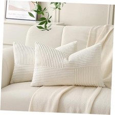 Lumbar Throw Pillow Covers 12x20 inch,Pack of 2 20" x 12" Pack of 2 Cream