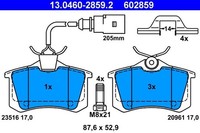 ATE Bremsbelagsatz, Scheibenbremse 13.0460-2859.2 FüR Ford Seat VW