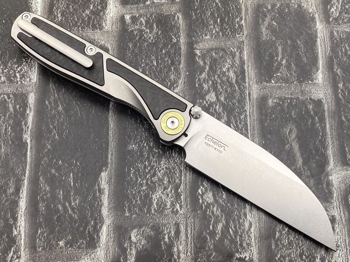 Twosun TS577-K110-CF Folding Knife K110 Blade Titanium/CF Handle