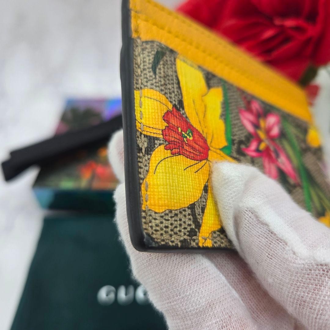 Gucci GG Marmont Commuter Pass Card Case Sherry Line Flower Rare thumbnail 7