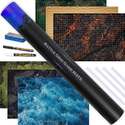 Dnd Expansion Pack Includes 3 Double Sided Game Grid Mats with Lava Sea Forest
