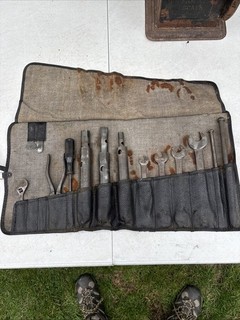 RARE VINTAGE ORIGINAL Jaguar XK120 XK140 Tool Kit with Roll