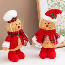 1pc Gingerbread Man Ornament Non-woven Plush Doll 25cm Christmas Gift
