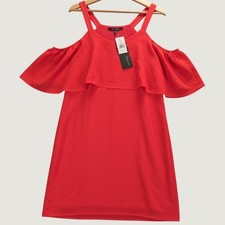 19 Cooper Cold Shoulder Dress Women XS Red New Ruffle Strappy Mini DS6686-01