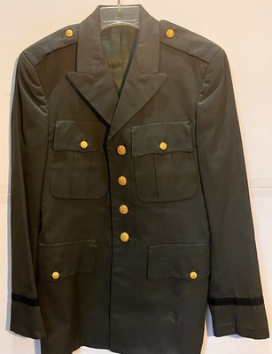 USMC Marine Corps Service Alpha Dress Jacket Dark Green Gold Buttons Sz 39R