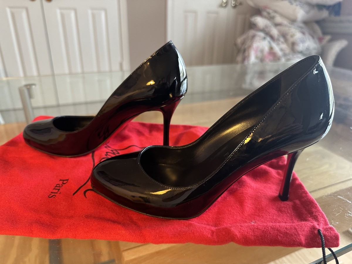 Christian Louboutin Dolly Pump 85 Black Patent Leather Round