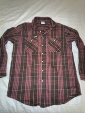 Vtg Carhartt Mens Heavy Duty Plaid Flannel Button Up Thick Work Shirt Cotton XL