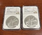 2 X 2026 U.S. Silver Eagle - NGC MS69 Great Collector Slab Almost Perfect Coins
